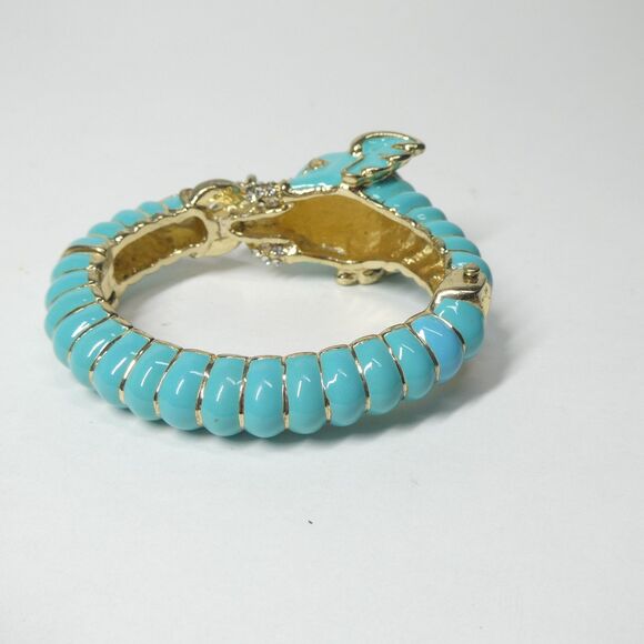 Kenneth Lane Blue Enamel Elephant Hinged Bangle Bracelet Vintage - Picture 6 of 14